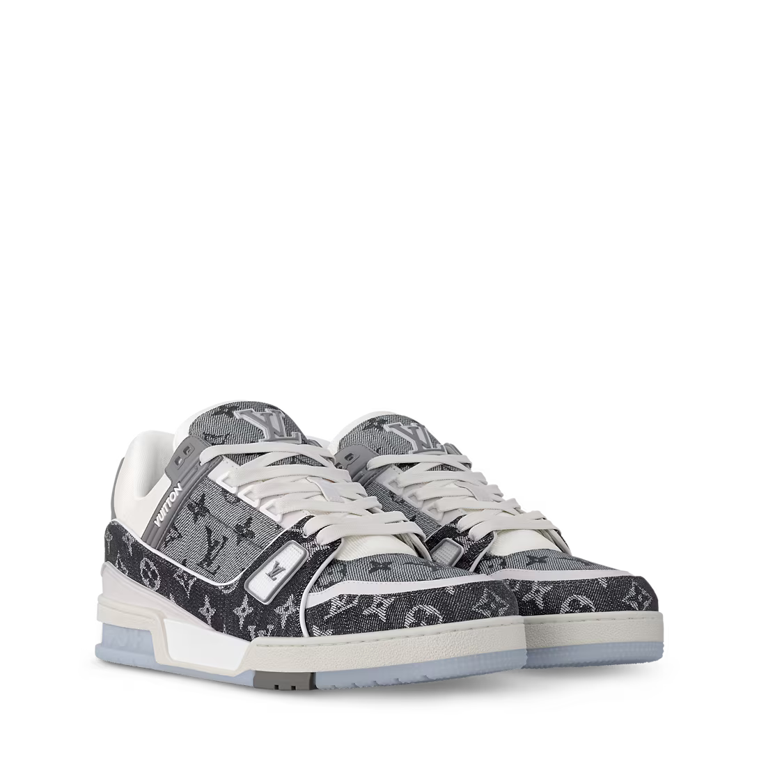 Louis Vuitton LV Trainer Grey Monogram Denim White