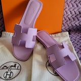 Hermes Izmir Sandal Noir Smooth Calfskin Leather Rose