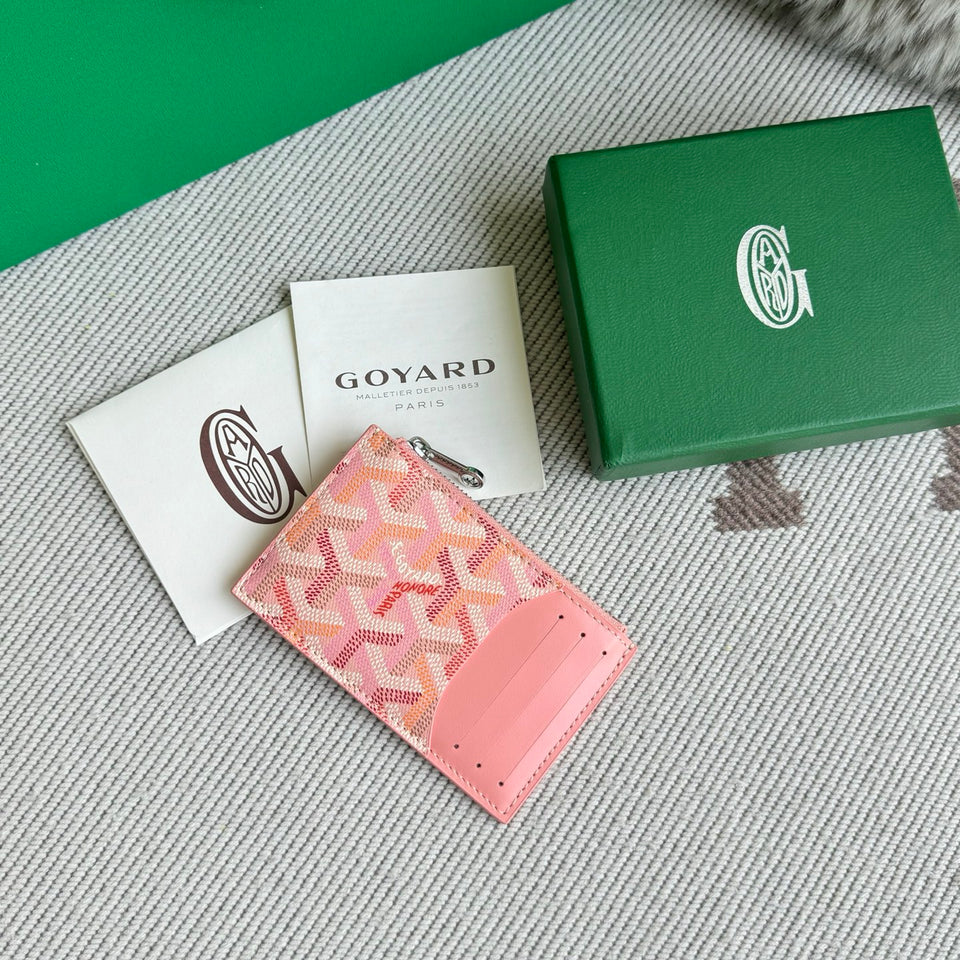 Porta Cartão Goyard Tarjetero Monedero Cremallera Pink