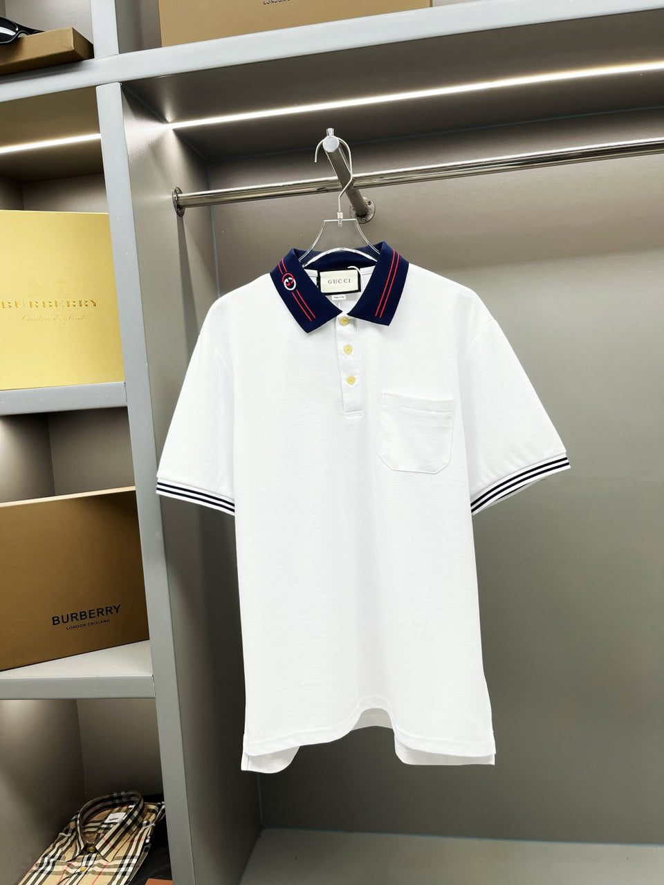 Polo Gucci White Gola Red (Pronta Entrega) Tamanho G