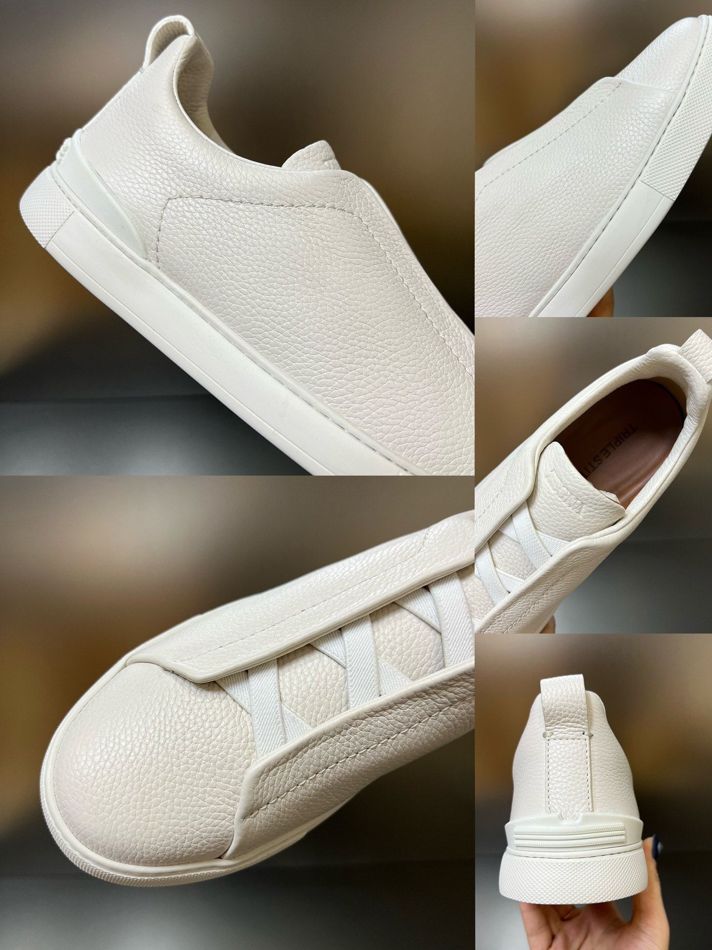 ZEGNA Triple Stitch Sneakers All White (Pronta Entrega)Tamanho 43