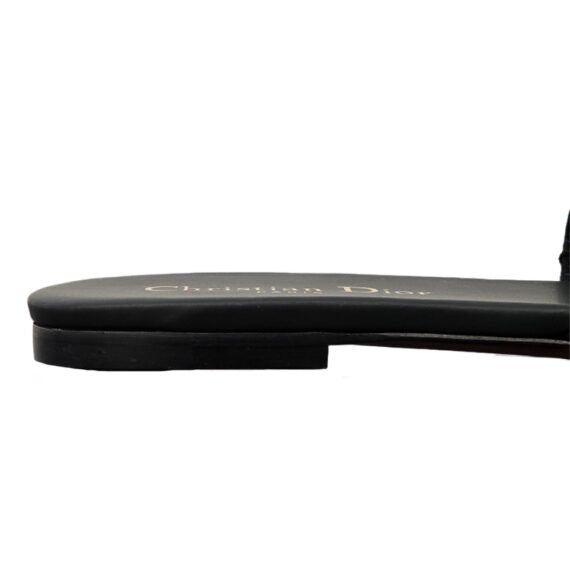 Chinelo Christian Dior Dway em algodão bordado preto