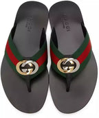 GUCCI Red & Green Kika Thong Sandals