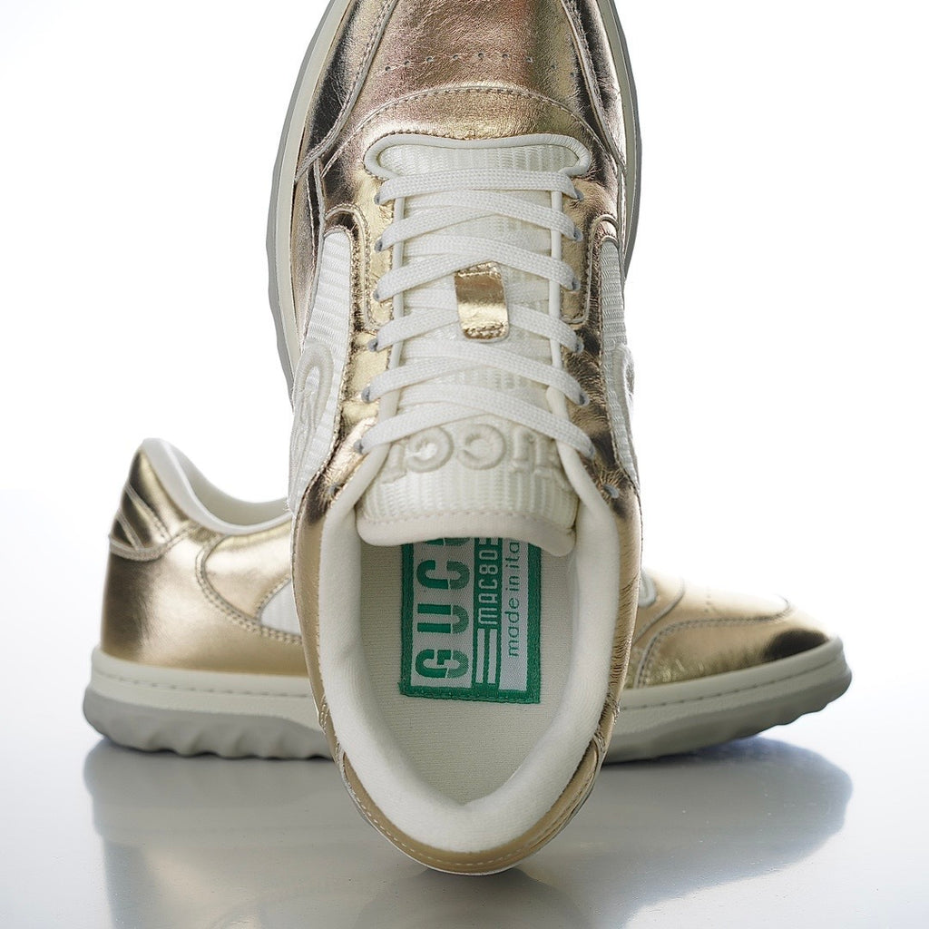 Gucci MAC80 Leather Metallic Gold Low Top
