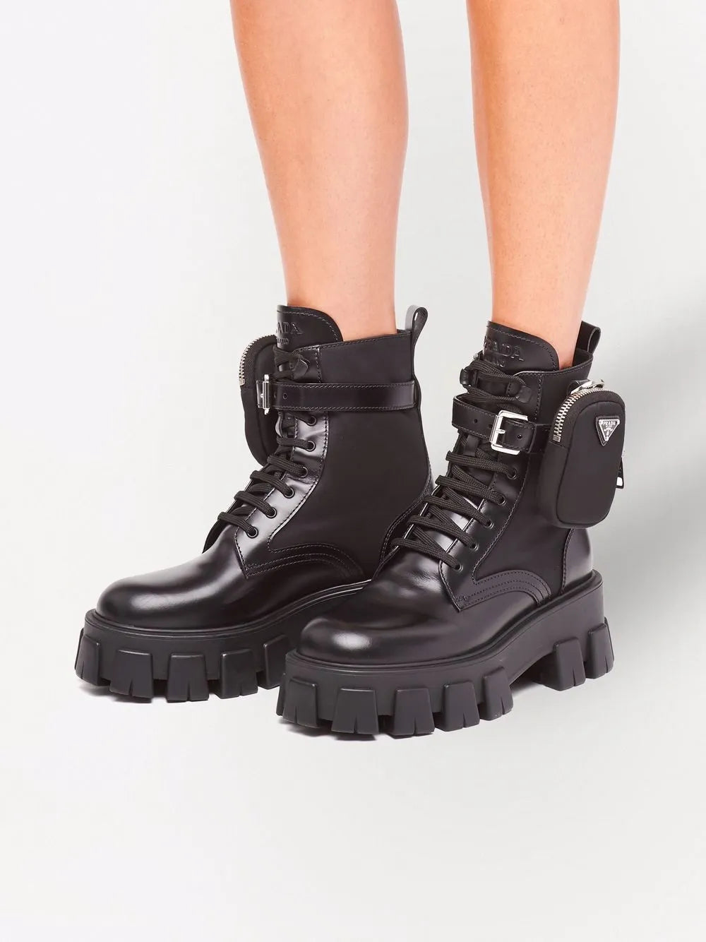 Prada Bota Monolith de couro Black (Pronta Entrega) Tamanho 40
