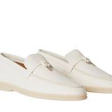 Loro Piana Summer Charms Walk Loafers Deerskin White