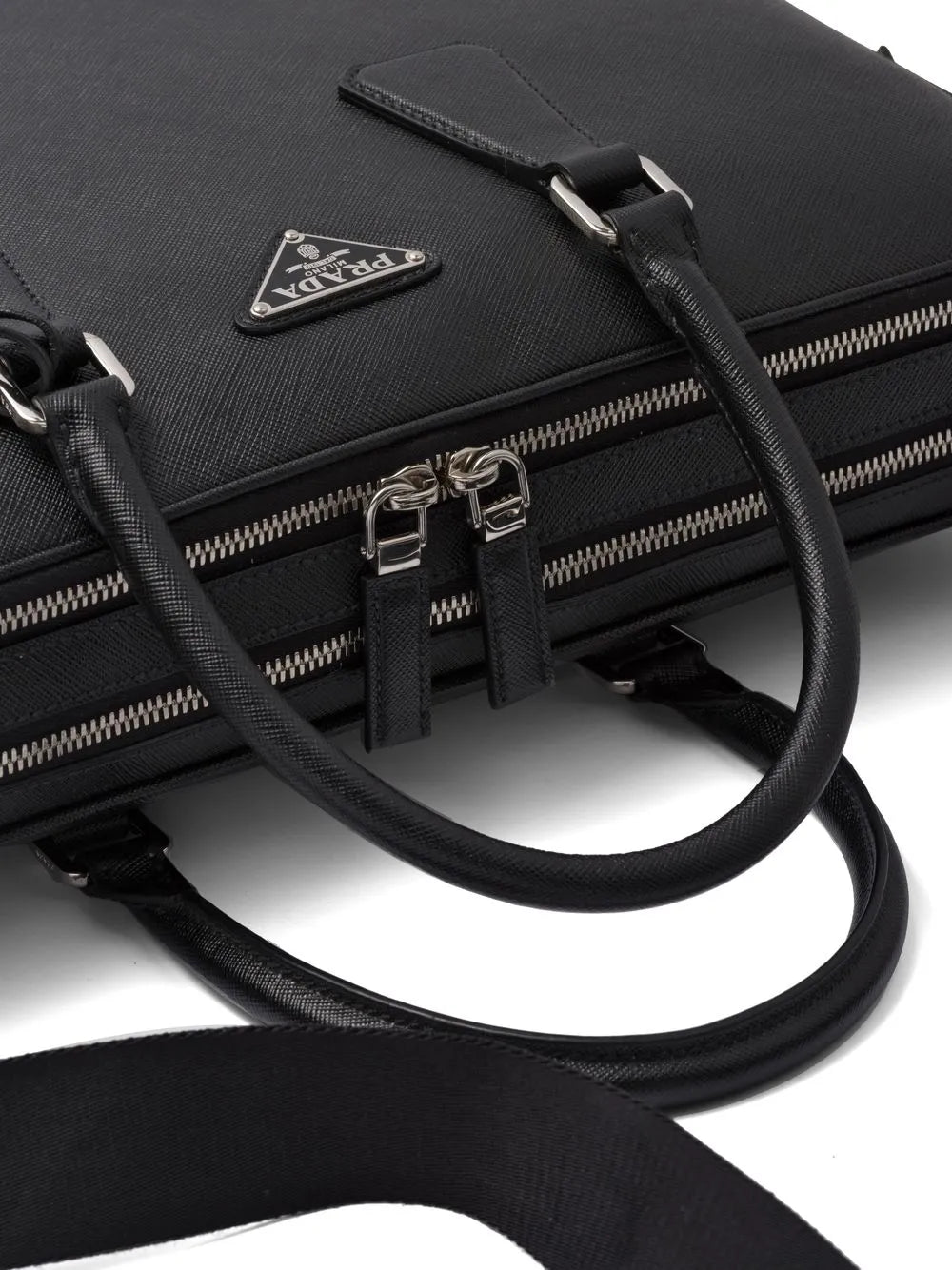 Prada Saffiano Leather Briefcase Black