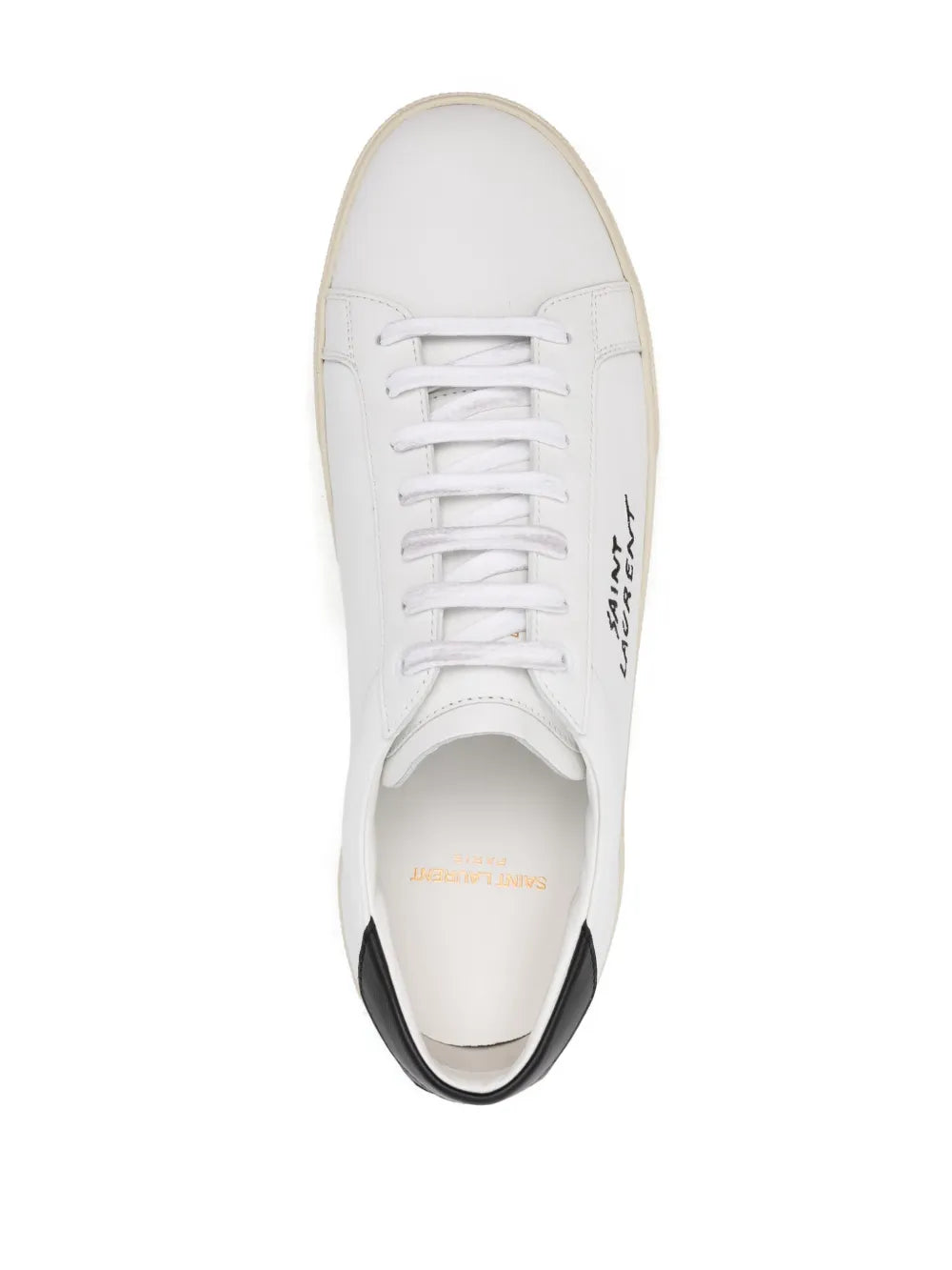Saint Laurent Court Classic SL/06 bordado em couro branco e preto