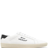 Saint Laurent Court Classic SL/06 bordado em couro branco e preto