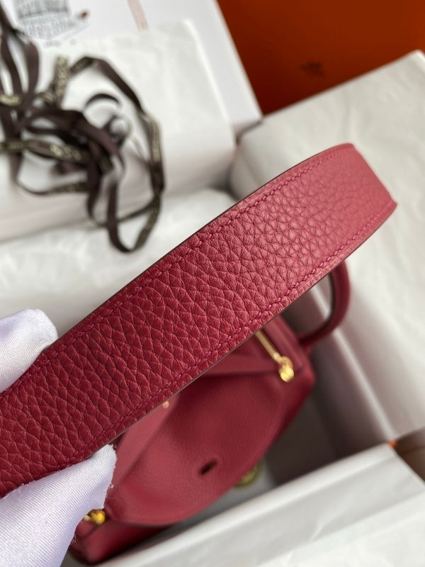 Bolsa Hermes Lindy 26 Rouge Grenat Clemence Leather