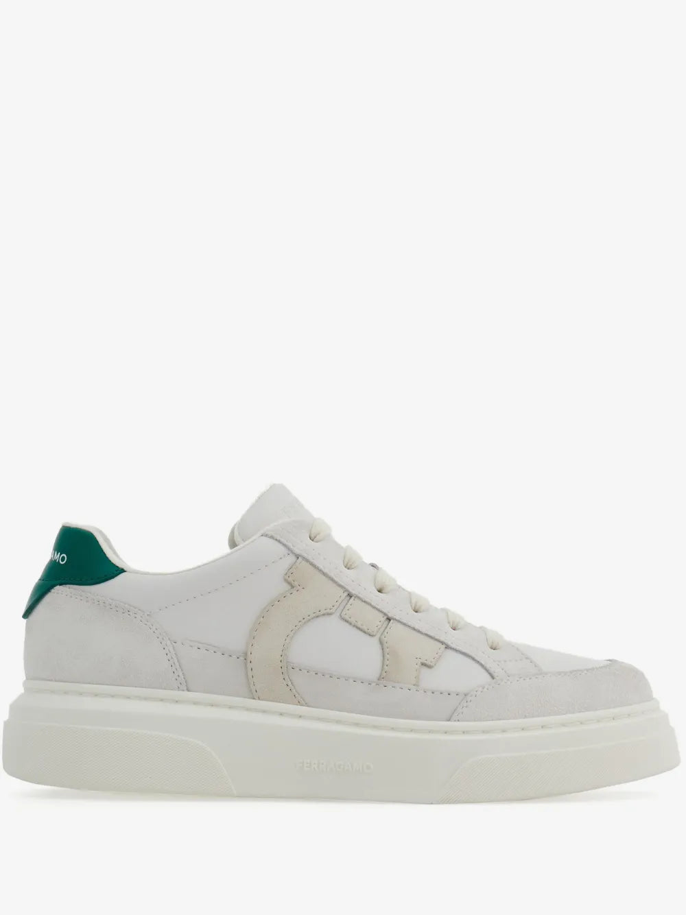 Tênis Ferragamo White Low Cut Gancini Outline Sneakers Salvatore