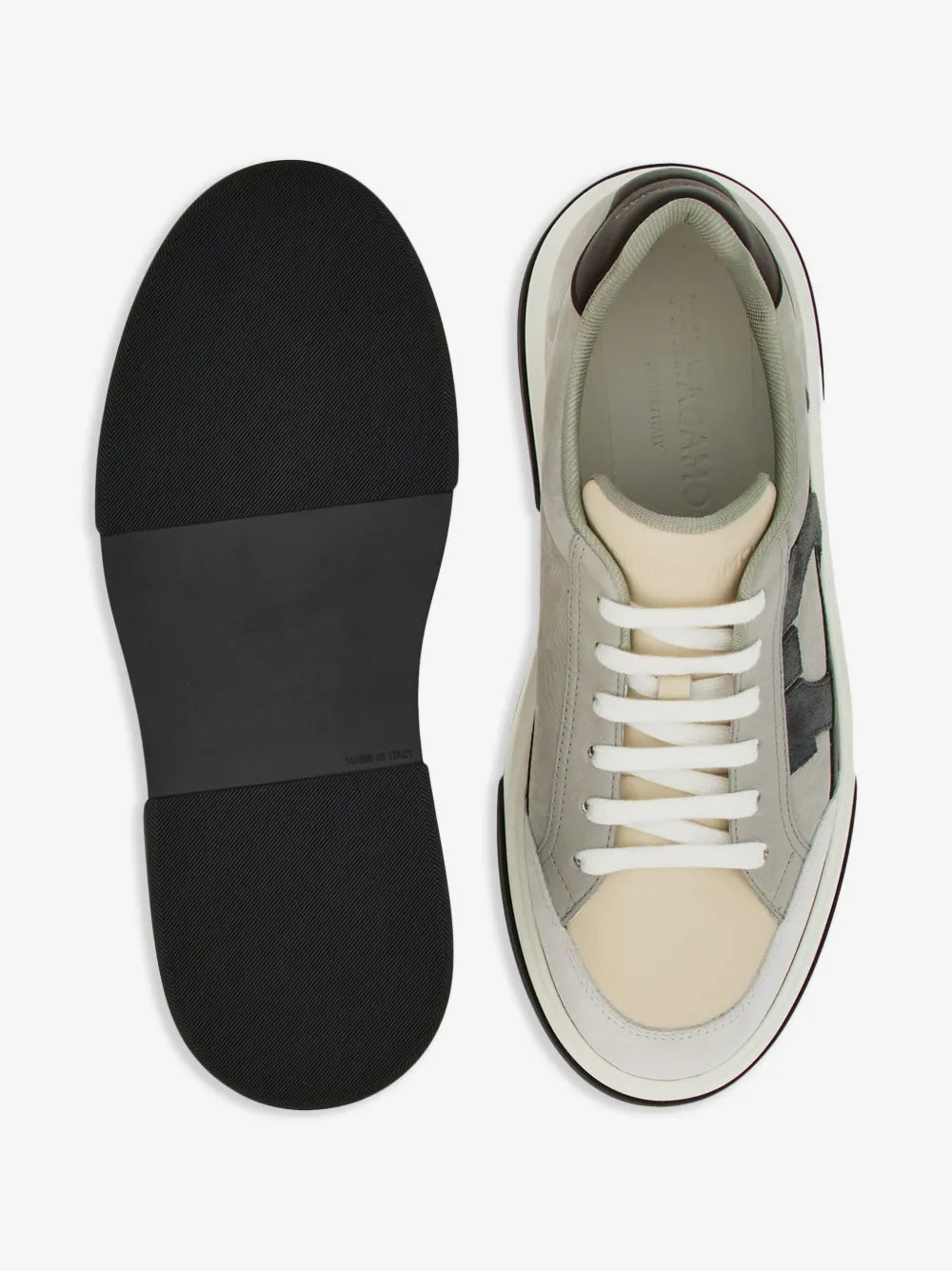 Tênis Ferragamo Gray & Off-White Low Cut Gancini Outline Sneakers