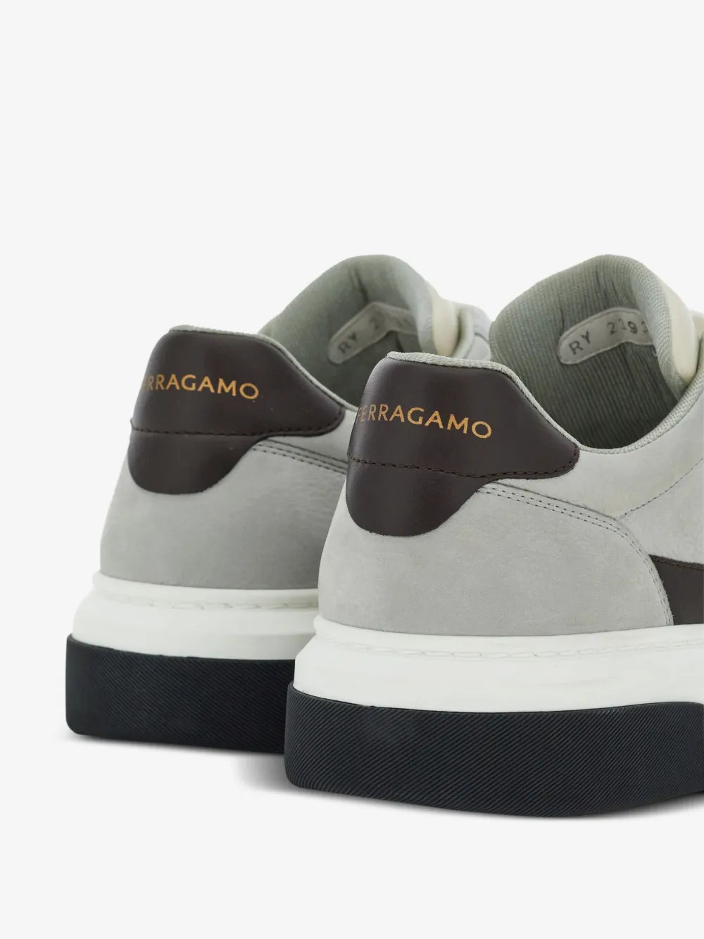 Tênis Ferragamo Gray & Off-White Low Cut Gancini Outline Sneakers