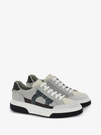 Tênis Ferragamo Gray & Off-White Low Cut Gancini Outline Sneakers