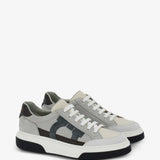 Tênis Ferragamo Gray & Off-White Low Cut Gancini Outline Sneakers
