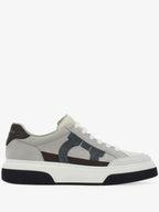 Tênis Ferragamo Gray & Off-White Low Cut Gancini Outline Sneakers