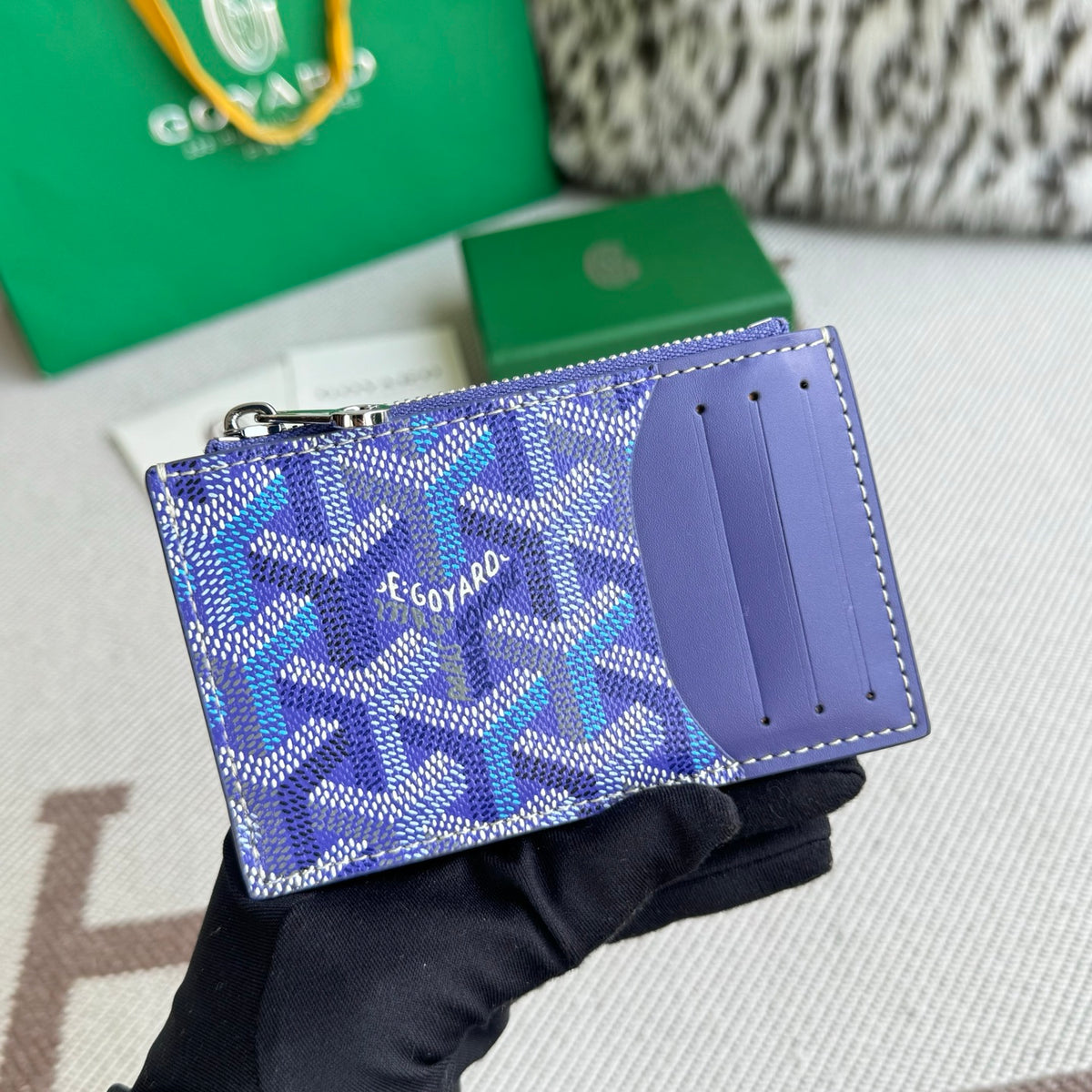 Porta Cartão Goyard Tarjetero Monedero Cremallera Blue