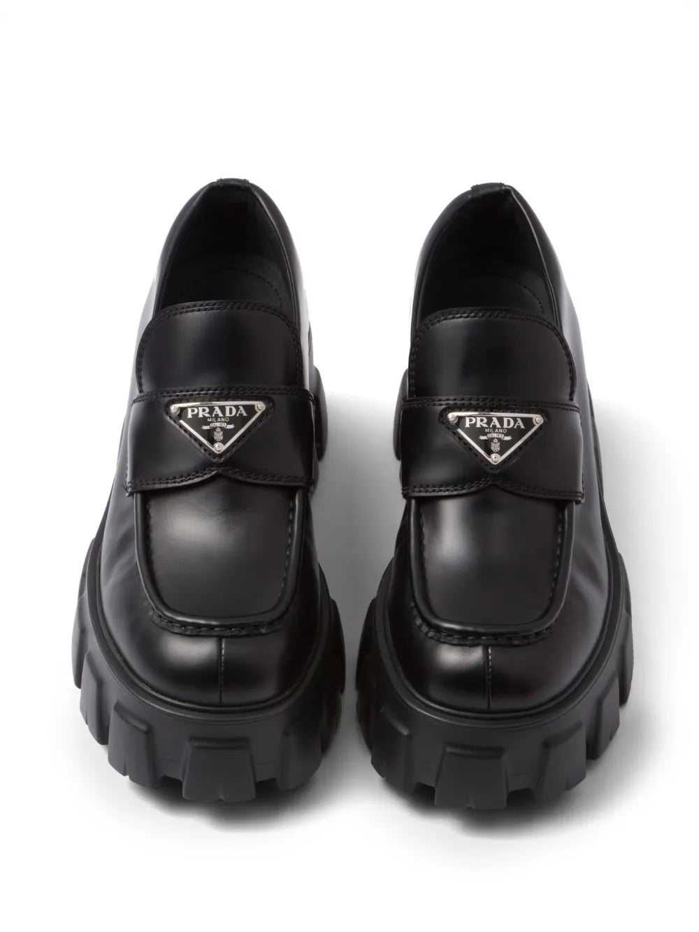 Prada Mocassim Monolith de couro Black