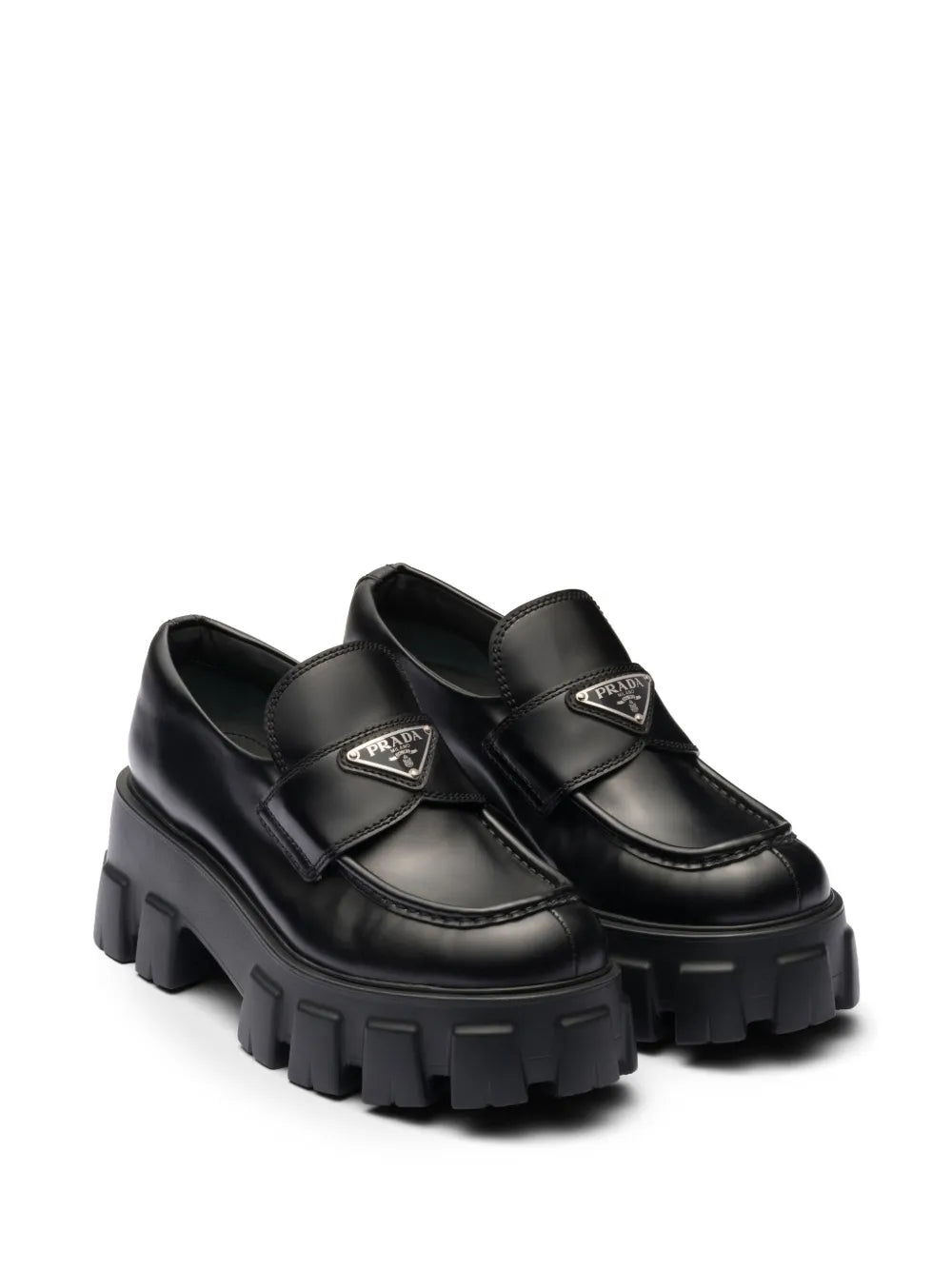 Prada Mocassim Monolith de couro Black