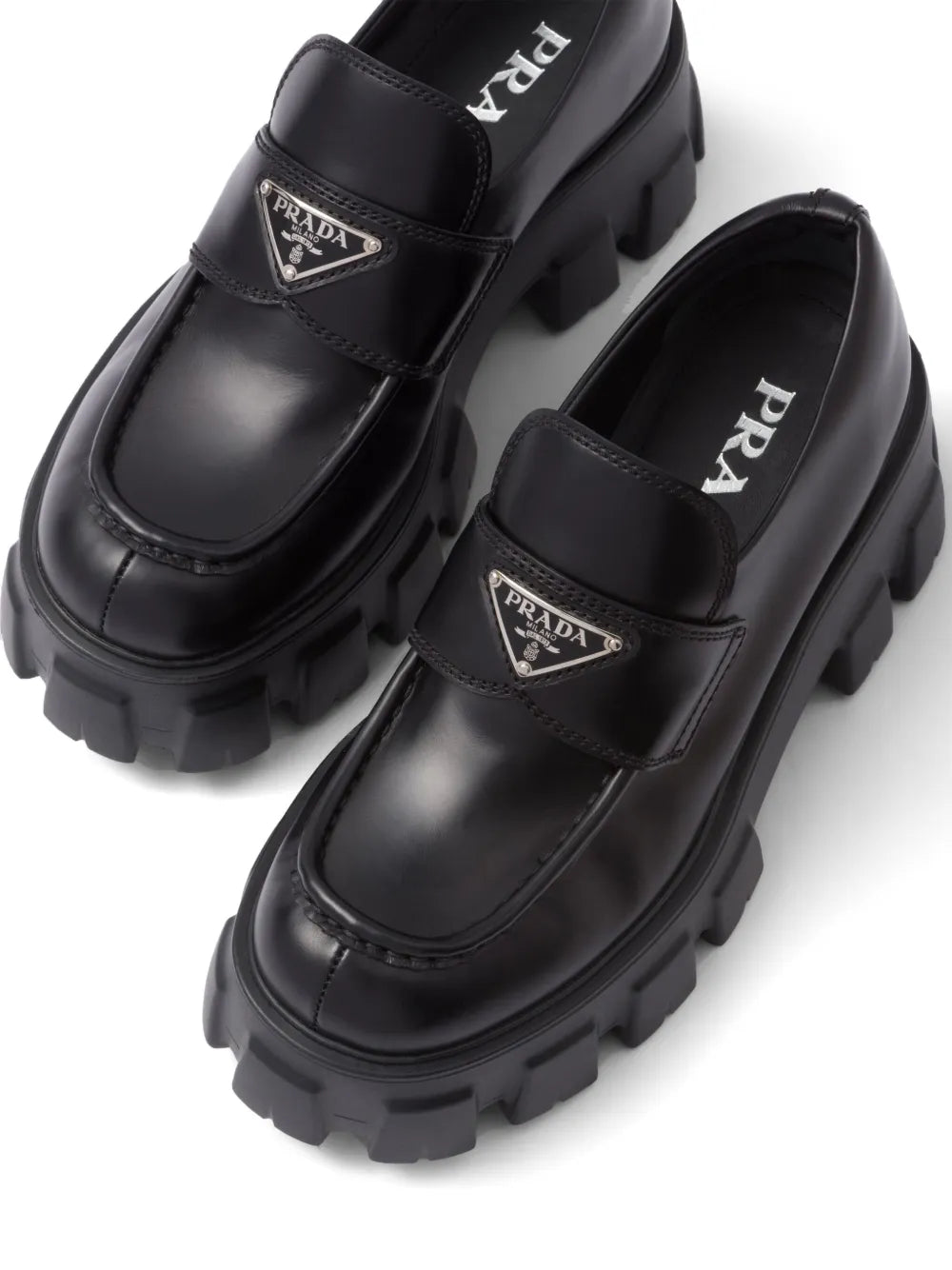 Prada Mocassim Monolith de couro Black
