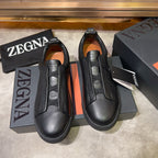 Tênis Zegna Triple Stitch Leather Sneakers All Black (Pronta Entrega) Tamanho 40