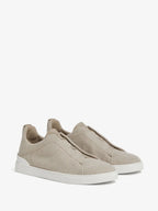 ZEGNA Triple Stitch Sneakers cinza taupe Couro