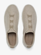 ZEGNA Triple Stitch Sneakers cinza taupe Couro