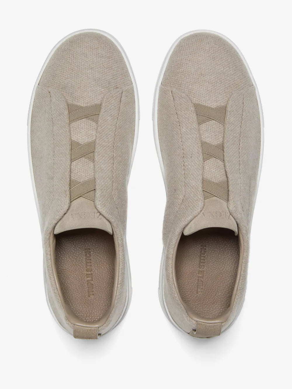 ZEGNA Triple Stitch Sneakers cinza taupe Couro