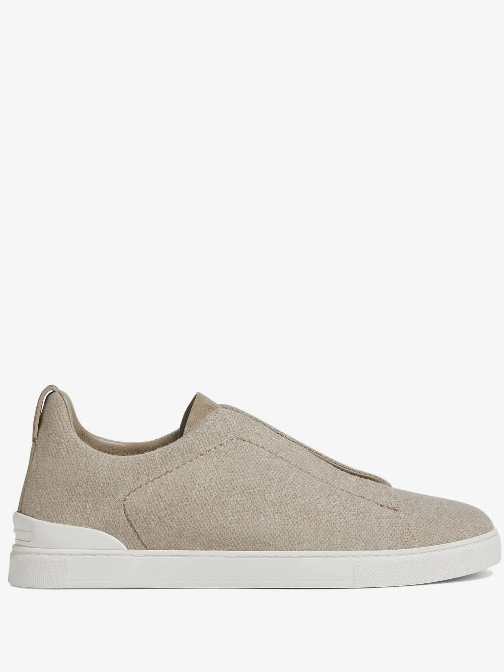 ZEGNA Triple Stitch Sneakers cinza taupe Couro