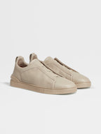 Tênis Zegna Beige Deerskin Triple Stitch Sneakers