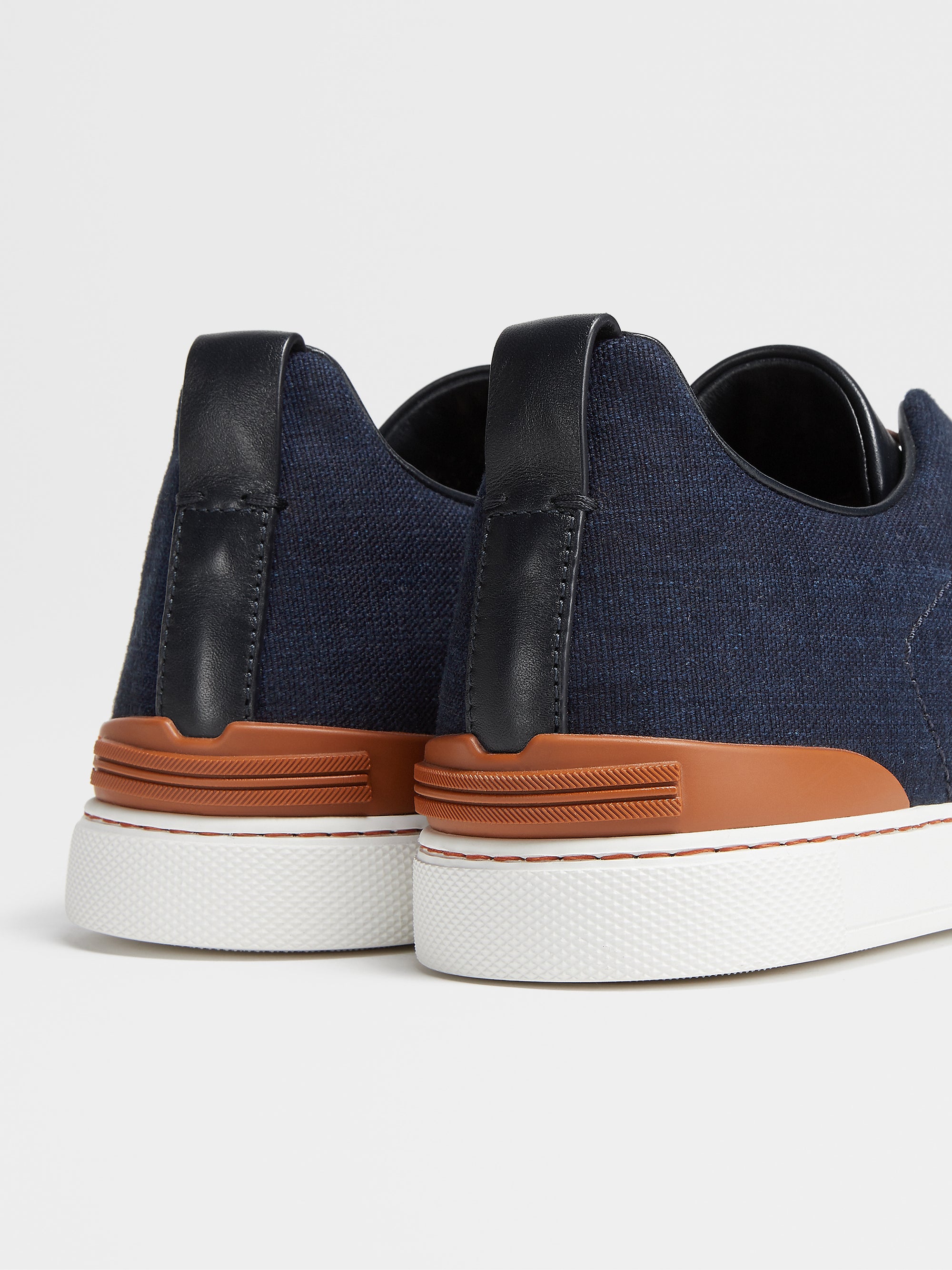 Tênis Casual Zegna Blue Cotton Denim Triple Stitch Sneakers