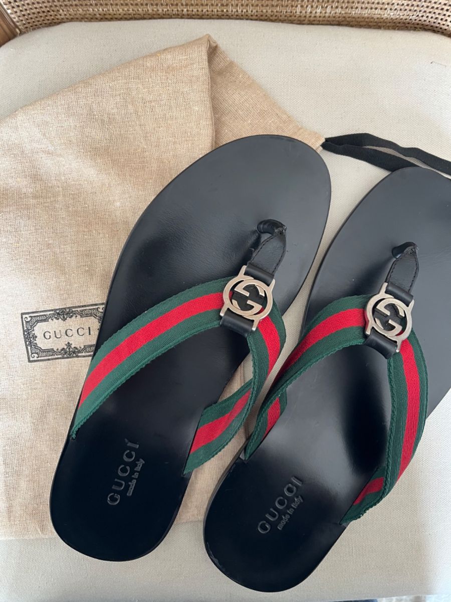 Gucci GG Interlocking Web Thong Flip Black