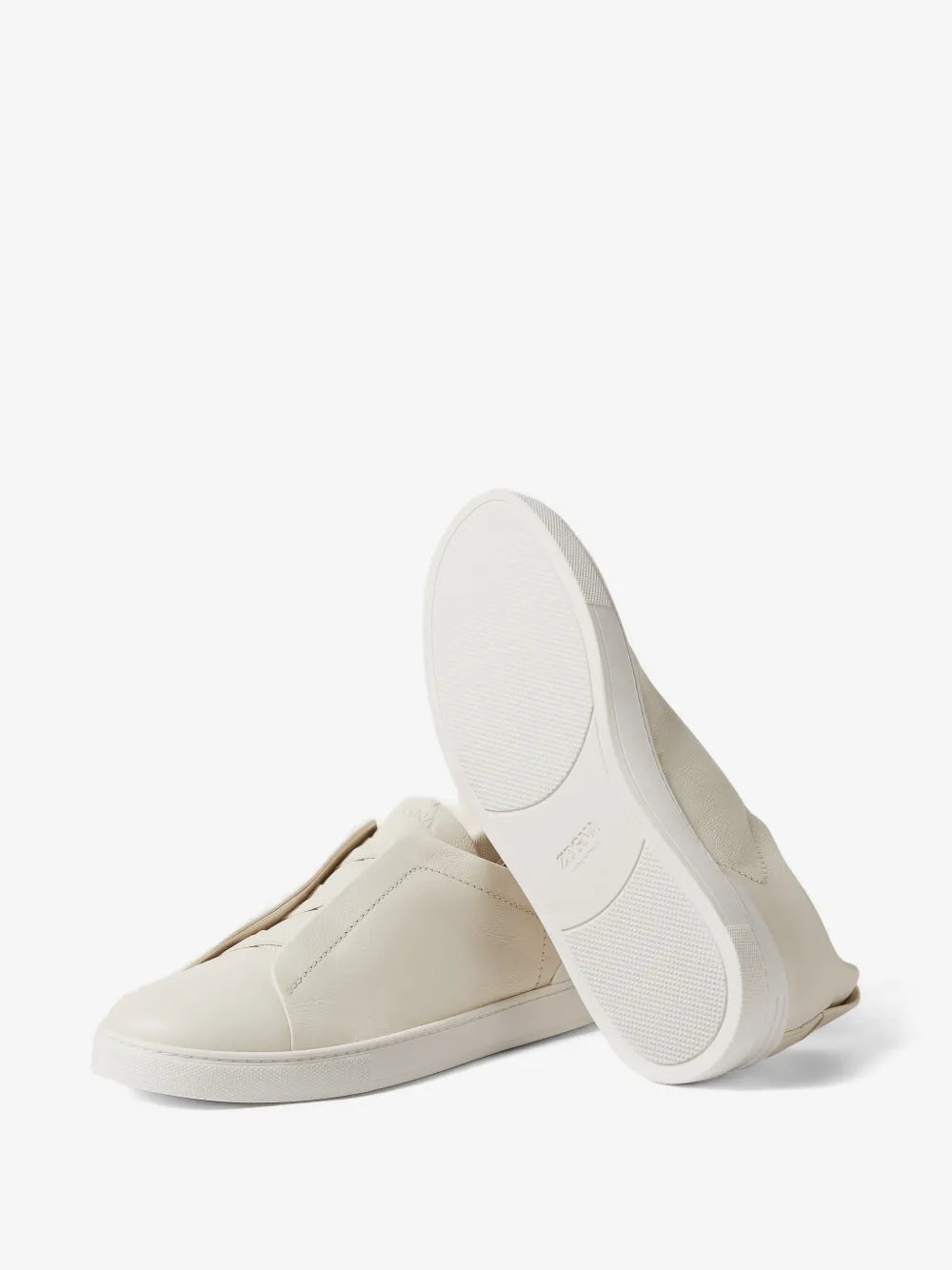 ZEGNA Triple Stitch Sneakers Beige Couro
