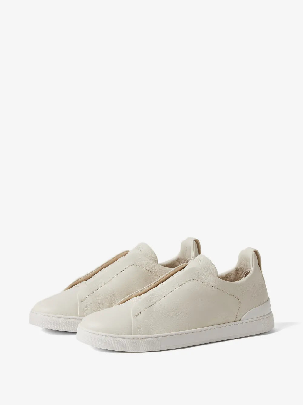 ZEGNA Triple Stitch Sneakers Beige Couro