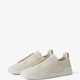 ZEGNA Triple Stitch Sneakers Beige Couro