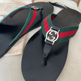 Gucci GG Interlocking Web Thong Flip Black