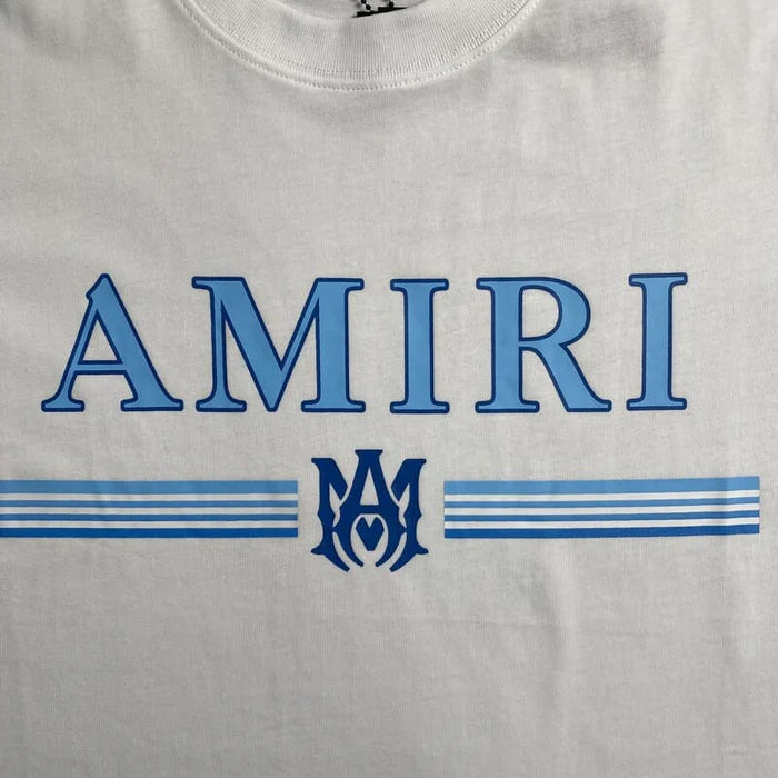 Camiseta Amiri Bar Logo Branca/Azul
