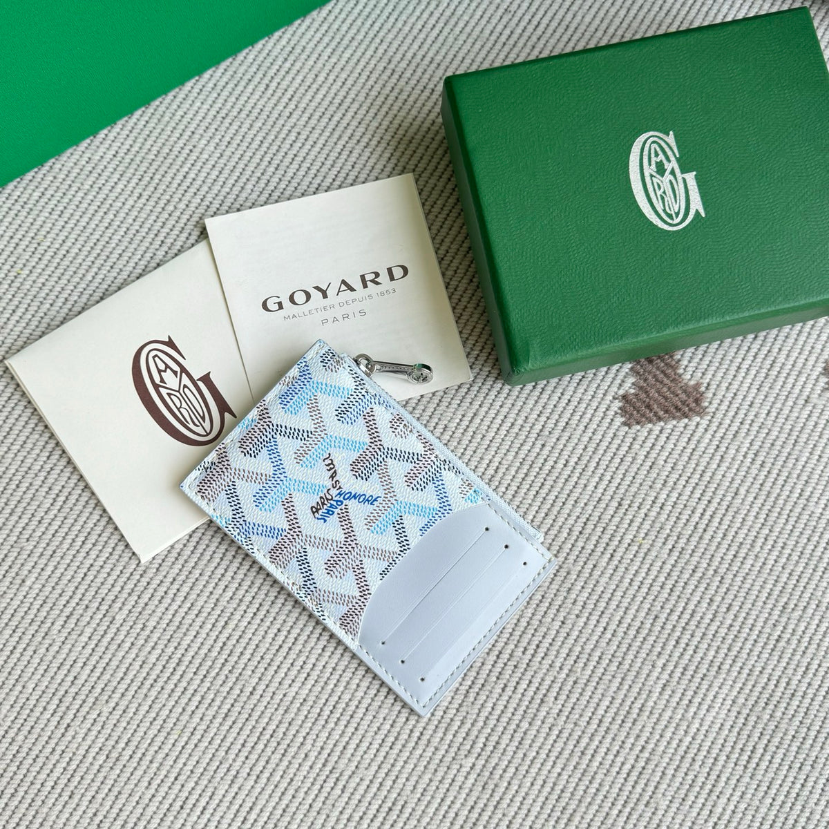 Porta Cartão Goyard Tarjetero Monedero Cremallera Light Blue