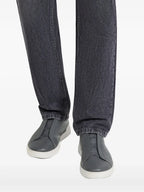ZEGNA Triple Stitch Sneakers Cinza Couro