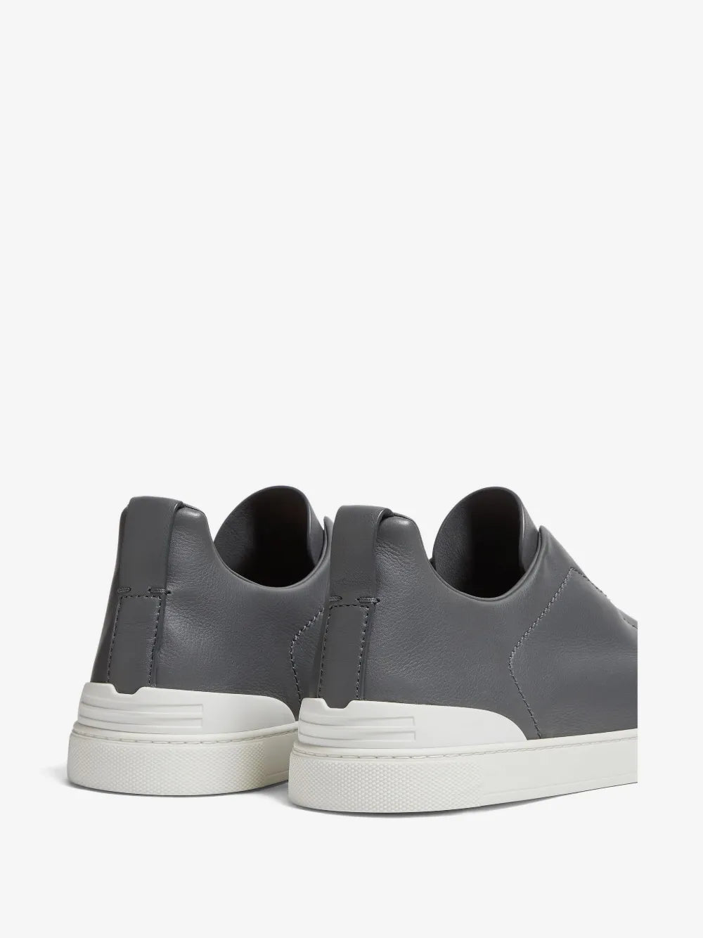 ZEGNA Triple Stitch Sneakers Cinza Couro