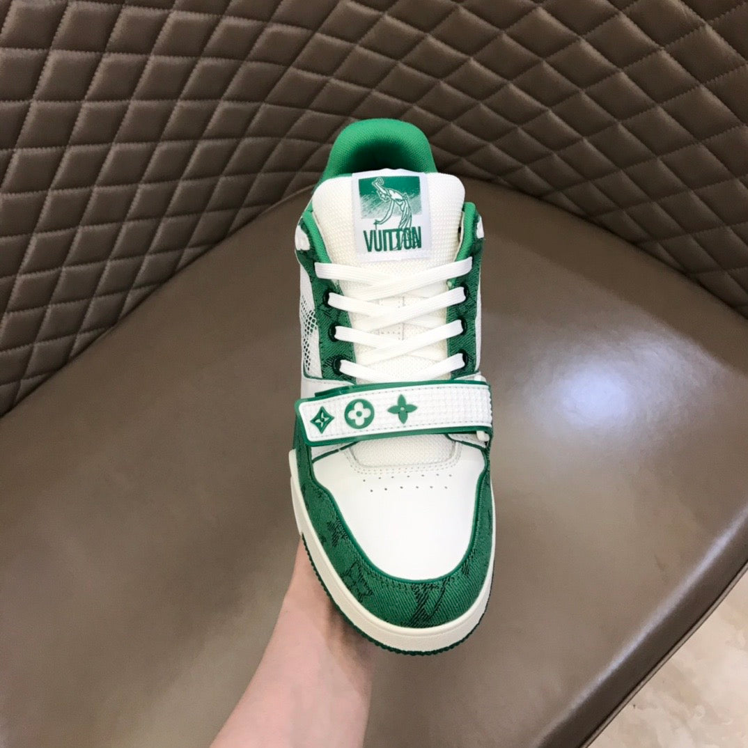 Tenis LV Trainer Velcro Green Monogram Denim