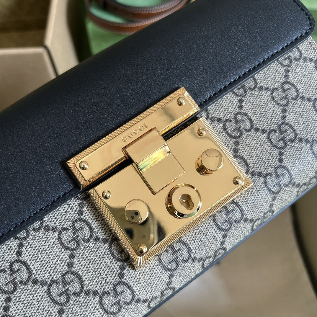 Gucci Padlock Shoulder GG Supreme Medium Beige/Black (Pronta Entrega)