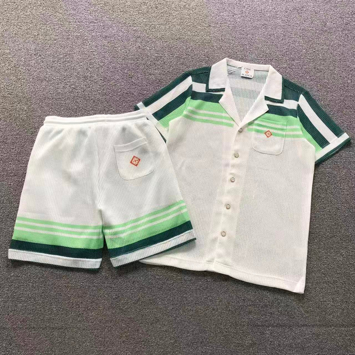 Conjunto CasaBlanca White Tennis Stripe Crochet