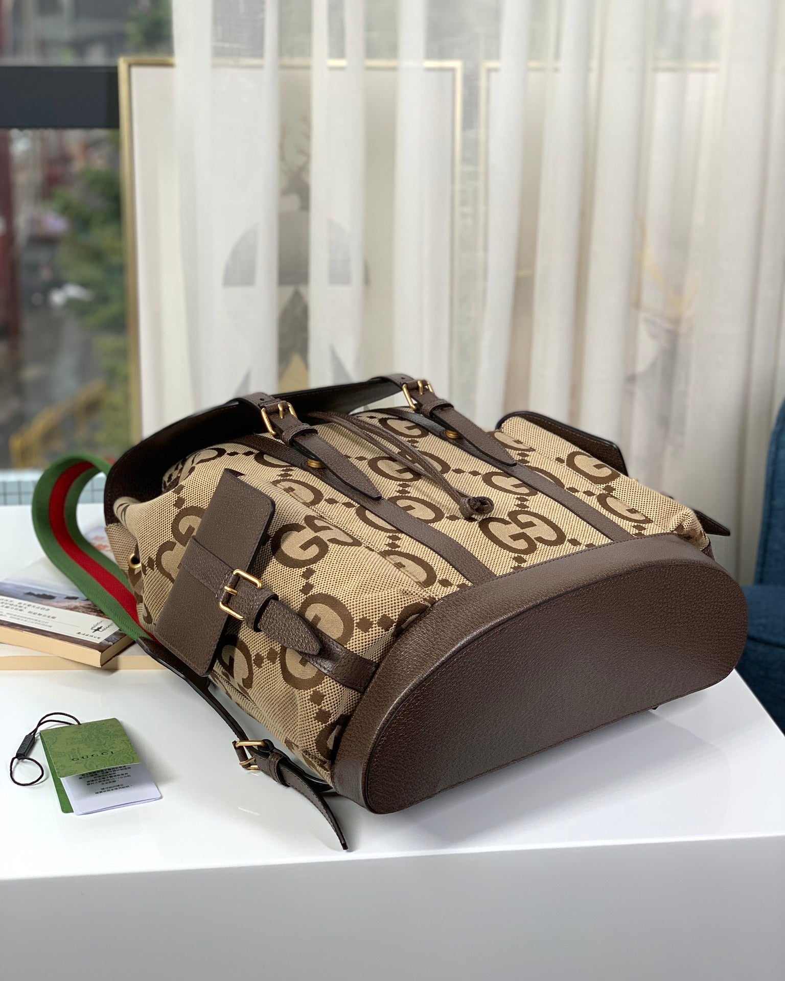 Backpack with Jumbo GG Camel/Ebony