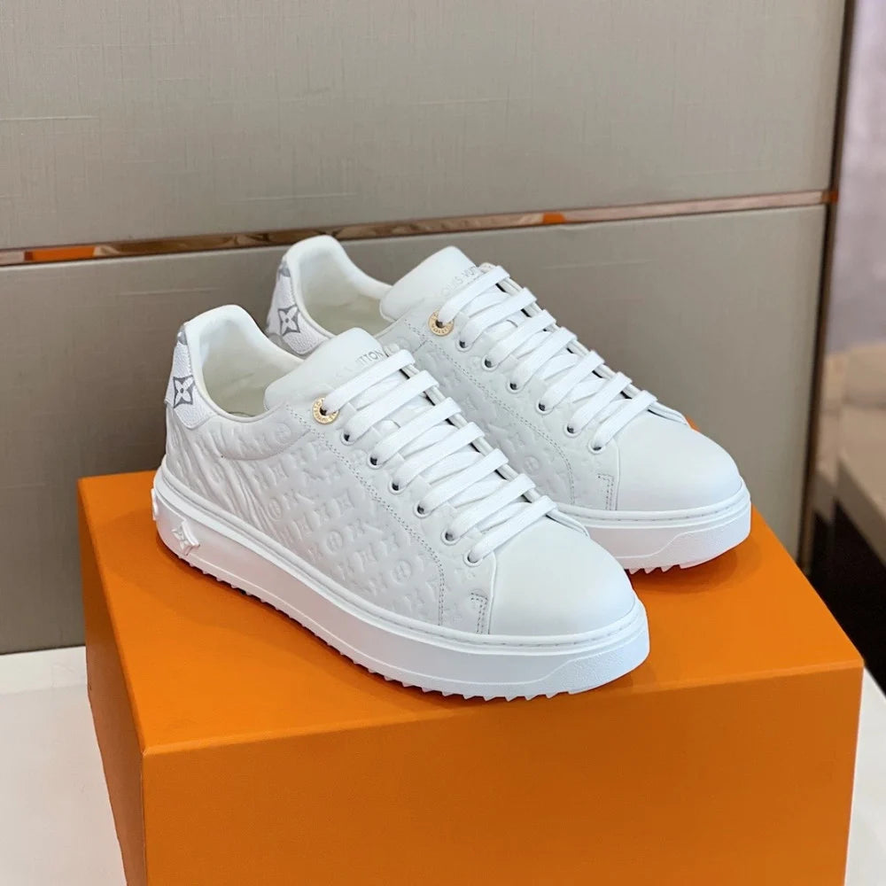 Time Out Debossed Monogram Leather White Grey Monogram