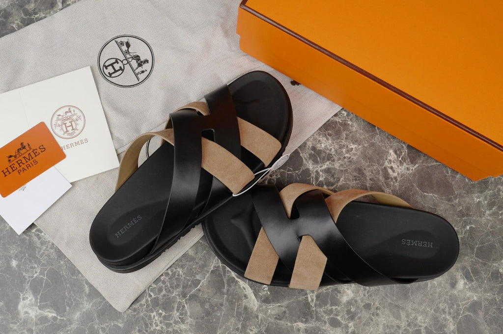 Hermes Kazimir Sandal Suede Black