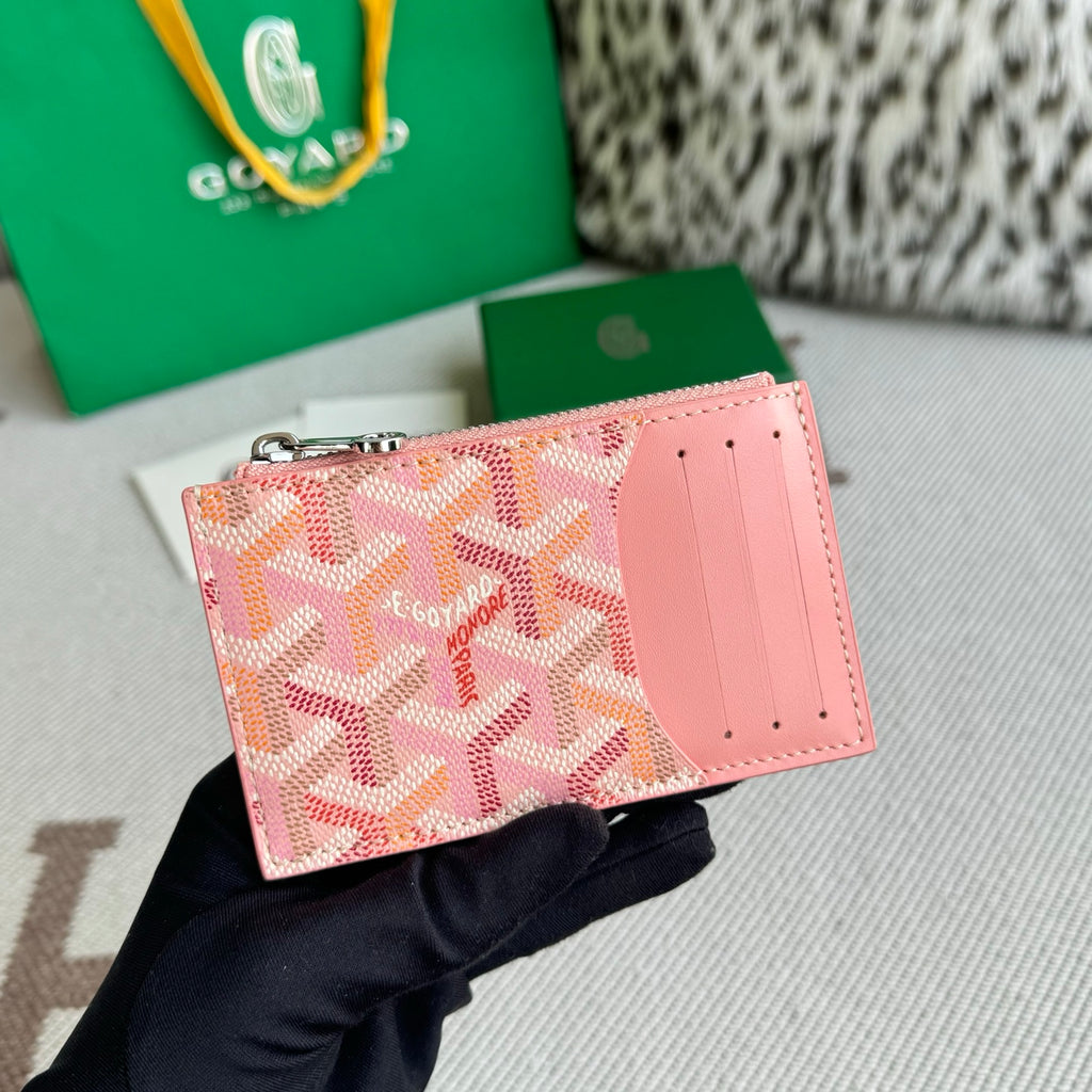 Porta Cartão Goyard Tarjetero Monedero Cremallera Pink