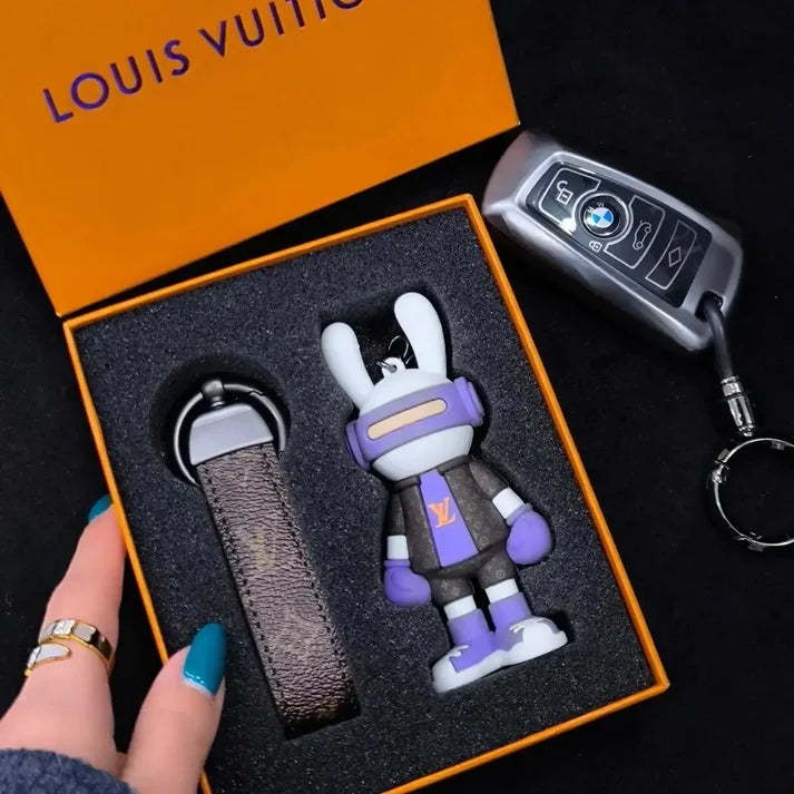 Chaveiro Bag Charm Lv Blue Rabbit Key Chain