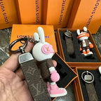 Chaveiro Bag Charm Lv Rose Rabbit Key Chain