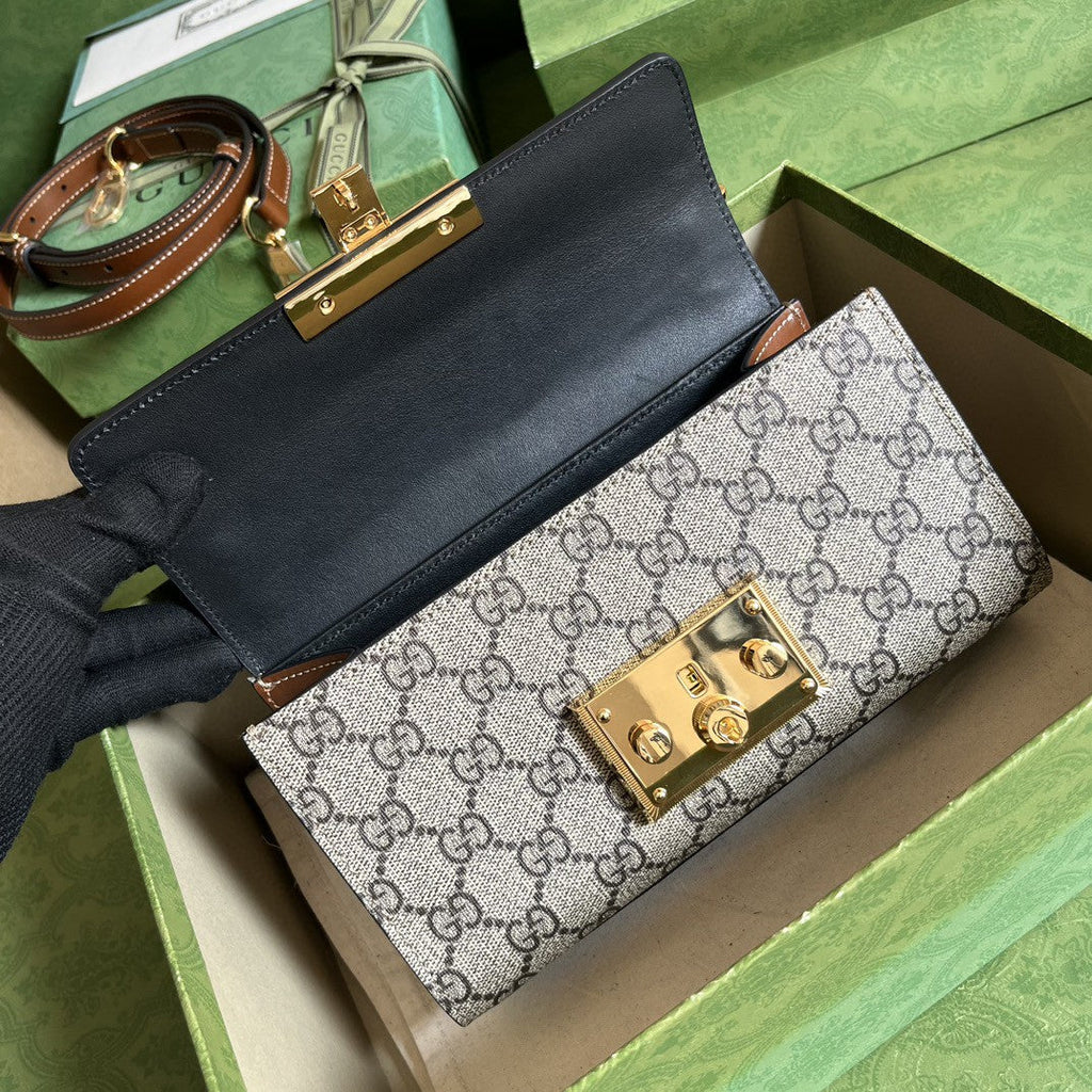 Gucci Padlock Shoulder GG Supreme Medium Beige/Black (Pronta Entrega)